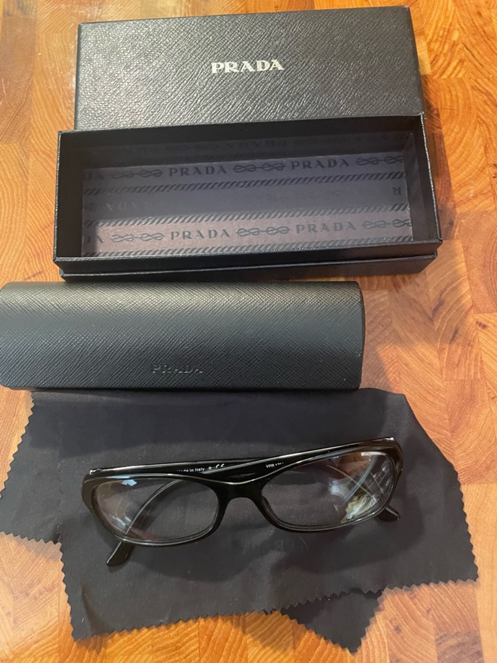 PRADA Black Plastic Eyeglasses Frames & Accessories. Authentic. VPR17M